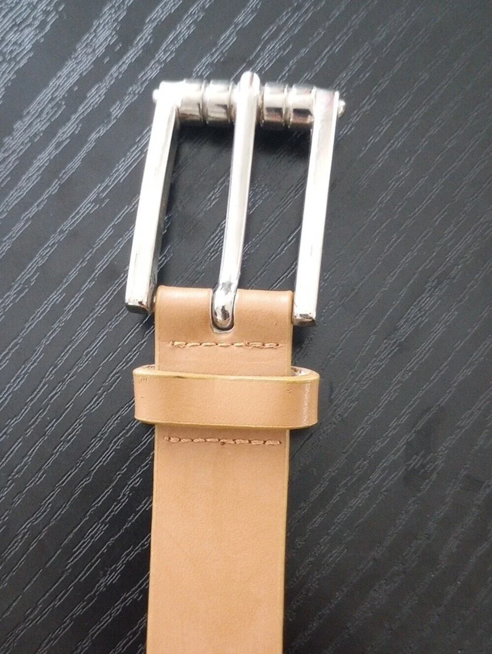 Liz Claiborne Tan Genuine & Vegan Leather Belt with Silvertone Buckle